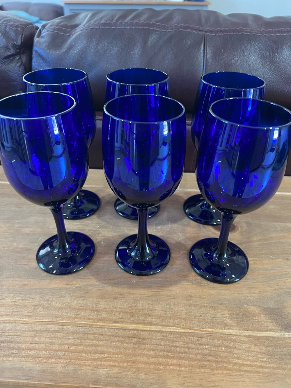 Cobalt Blue wine goblets. Set of 6 in perfect condition.